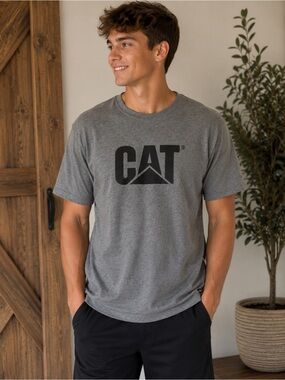 Caterpillar Gray T-Shirt with Black CAT Logo
